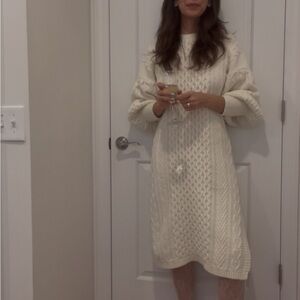 Elegant Off White Cable Knit Dress